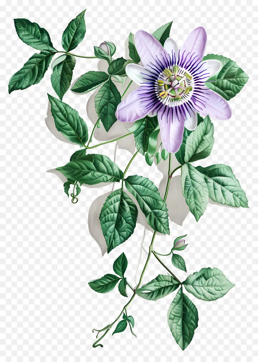 ดอกไม้วินเทจ，Passionflower สีม่วง PNG