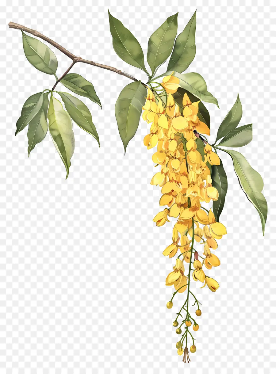 ดอกไม้ Laburnum，ดอกไม้สีเหลืองที่มีใบเขียว PNG