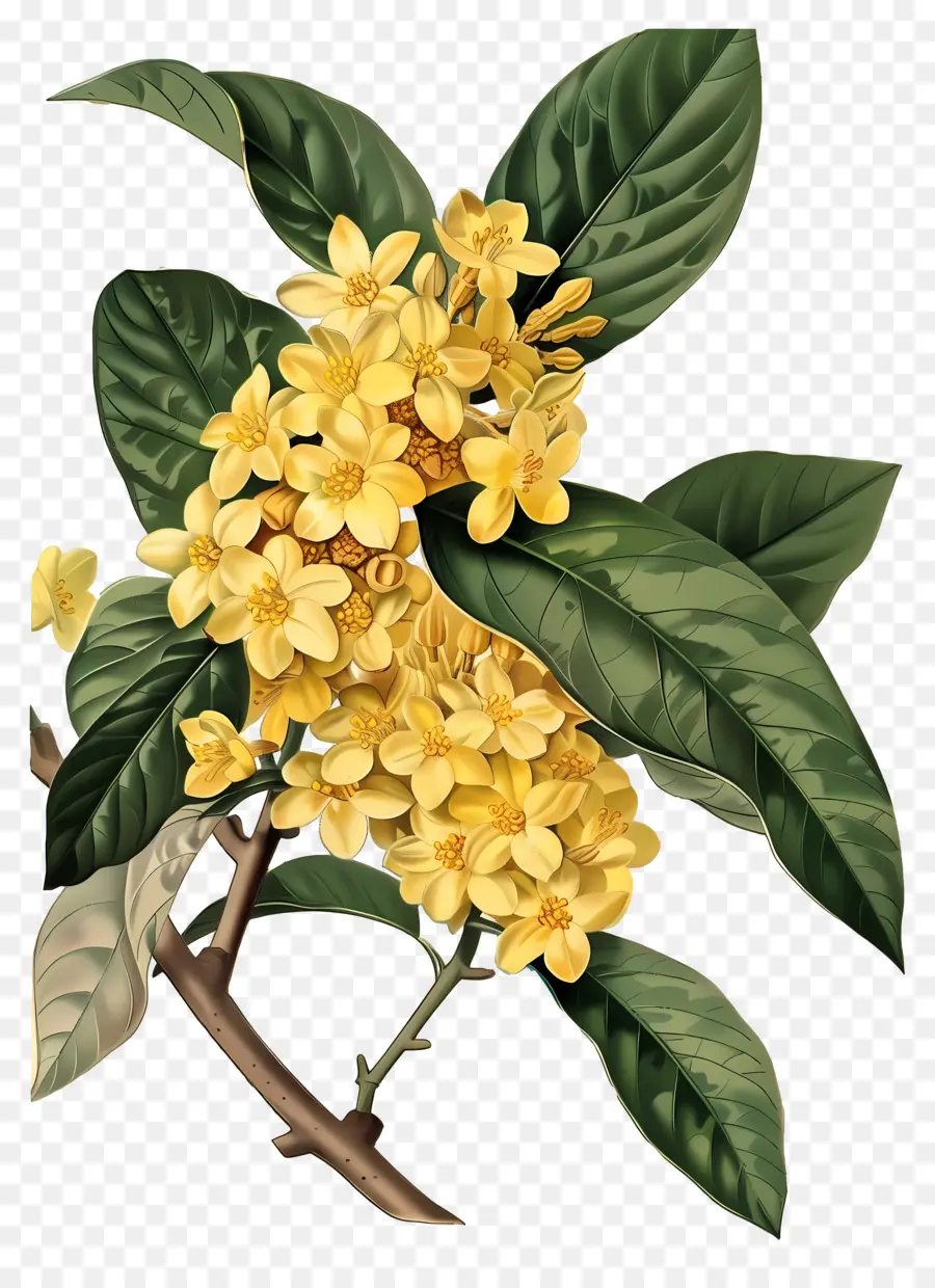 ดอกไม้ Osmanthus，ดอกไม้สีเหลือง PNG