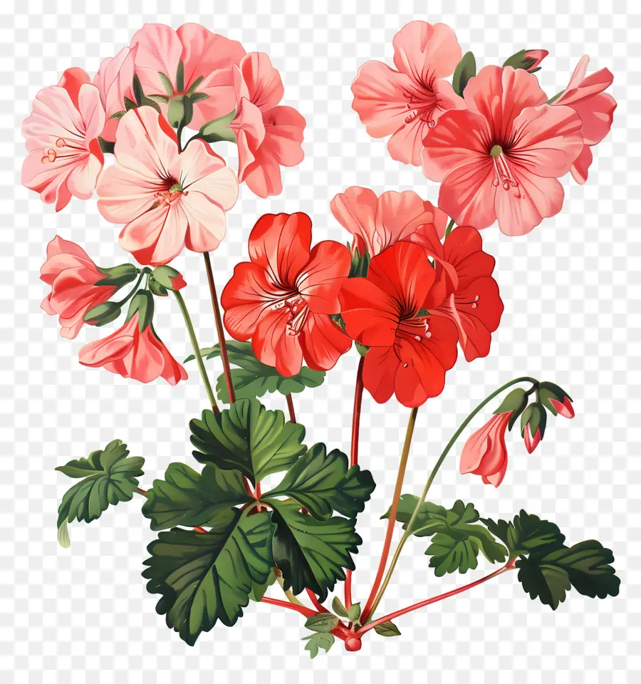 ดอกไม้วินเทจ，Geranium สีชมพู PNG