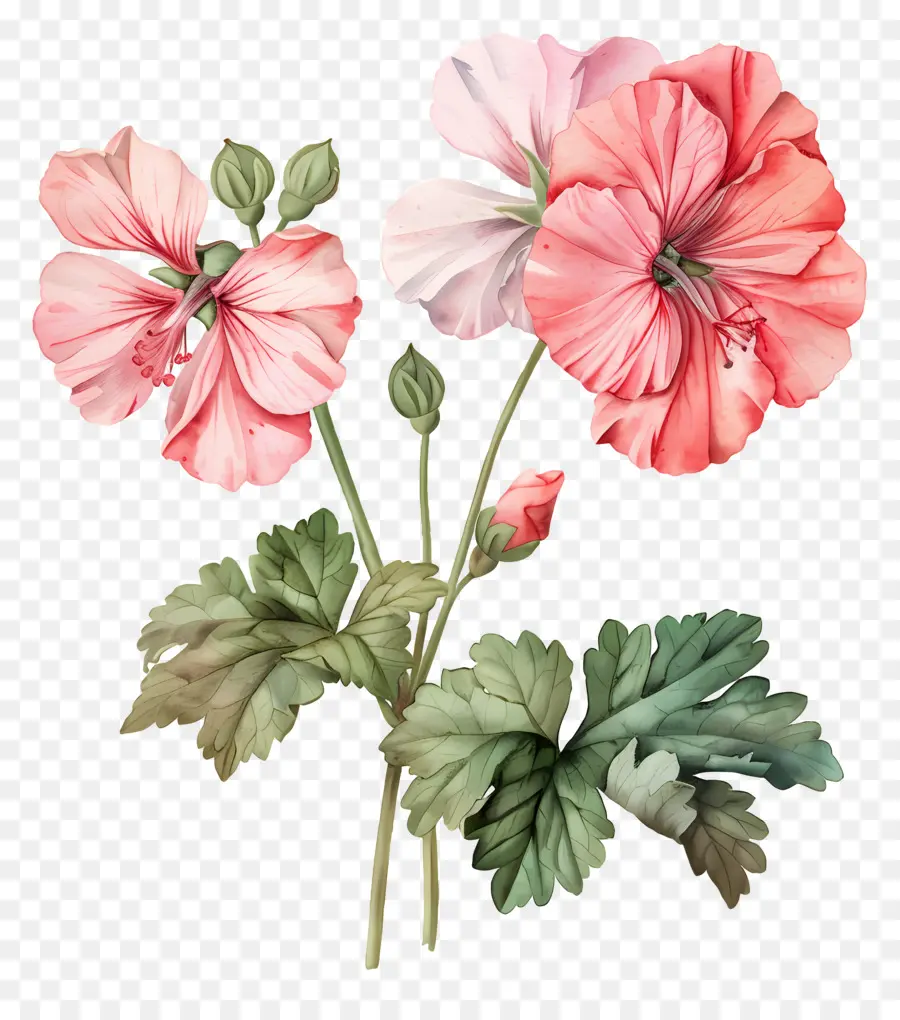 ดอกไม้โบราณ，Geranium สีชมพู PNG