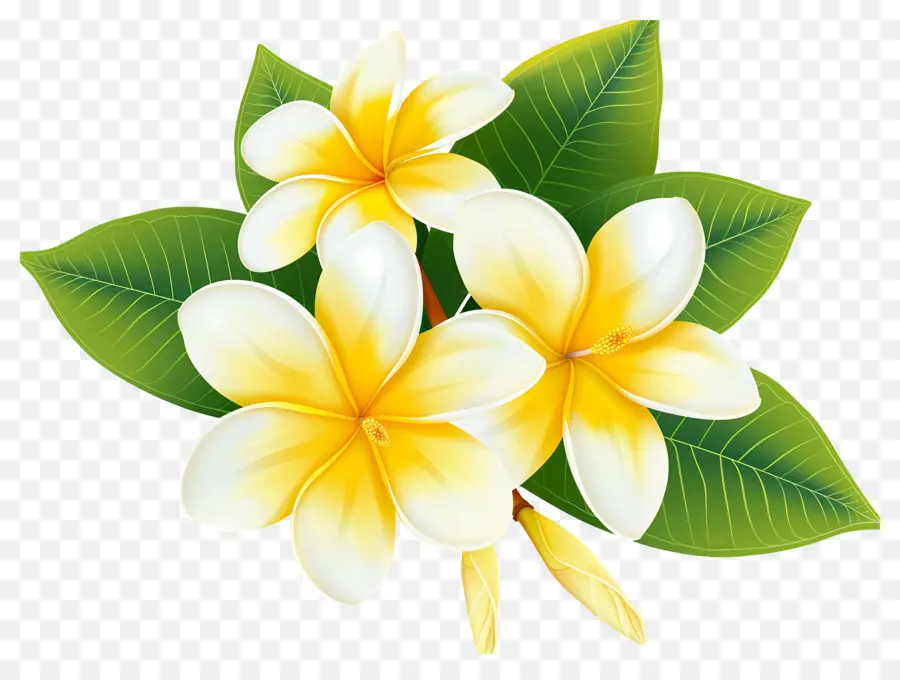 ดอกไม้ Frangipani，ดอกไม้สีเหลืองและสีขาว PNG