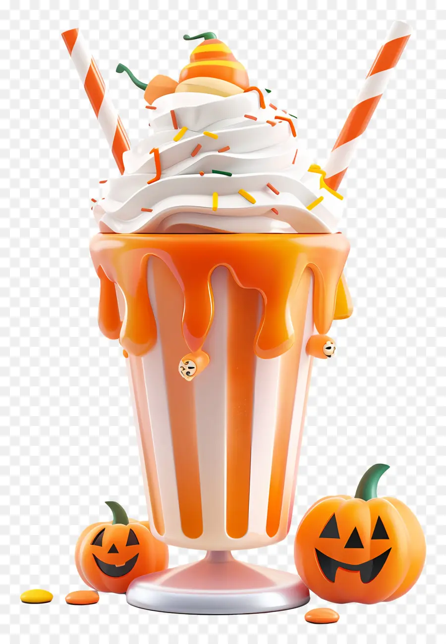 Halloween Milkshake，มิลค์เชคฟักทอง PNG