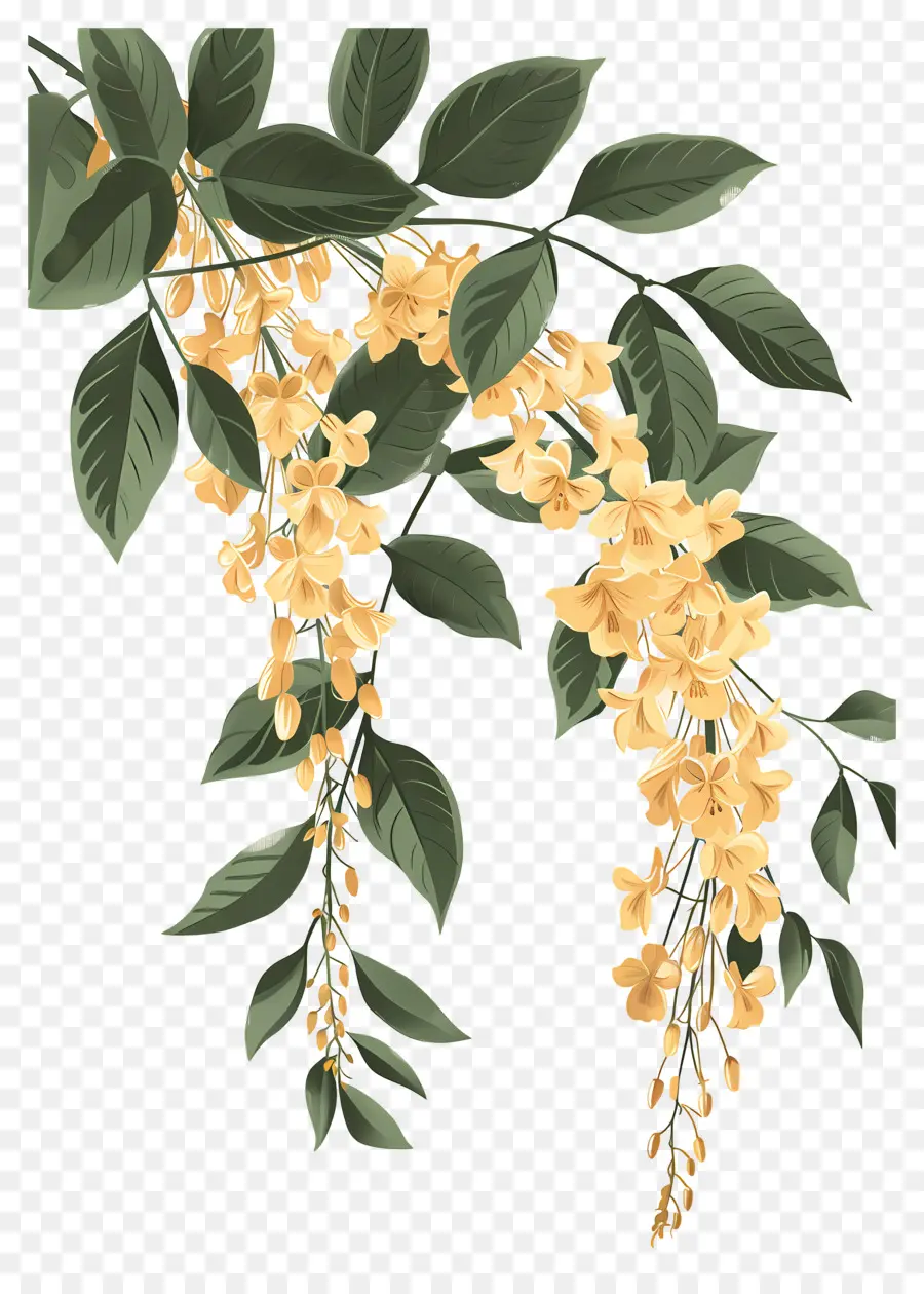 ดอกไม้ Laburnum，ดอกไม้สีเหลืองที่มีใบเขียว PNG