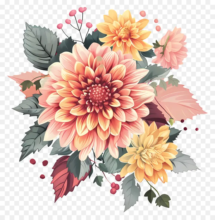 ดอกไม้ Dahlia，ดอกไม้สีชมพู PNG