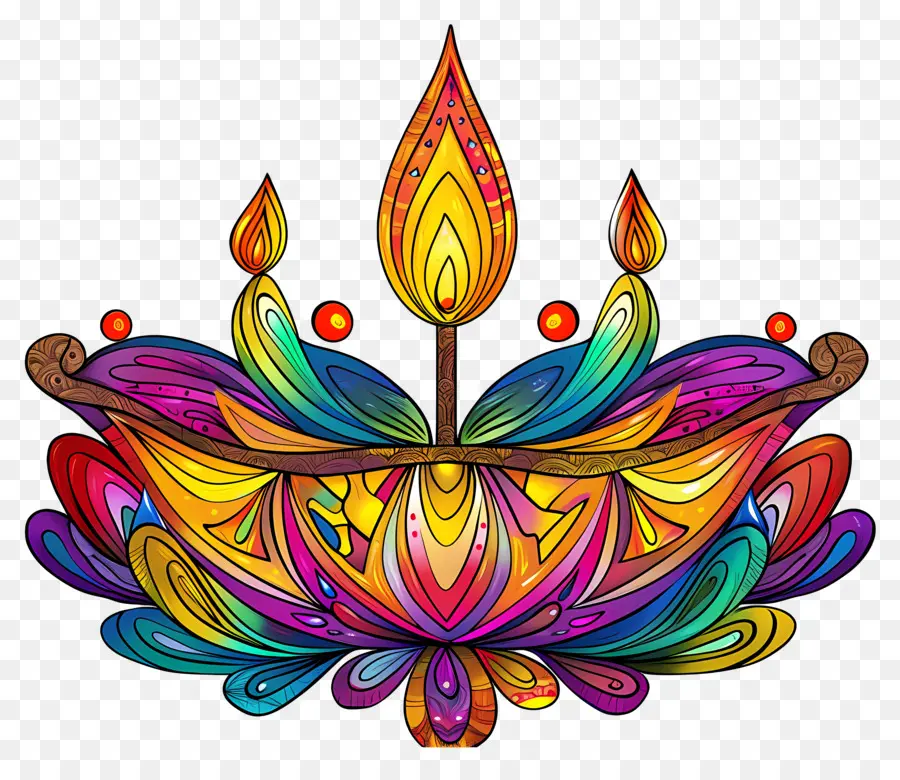 Diwali ให้，Diya สีสันสดใส PNG