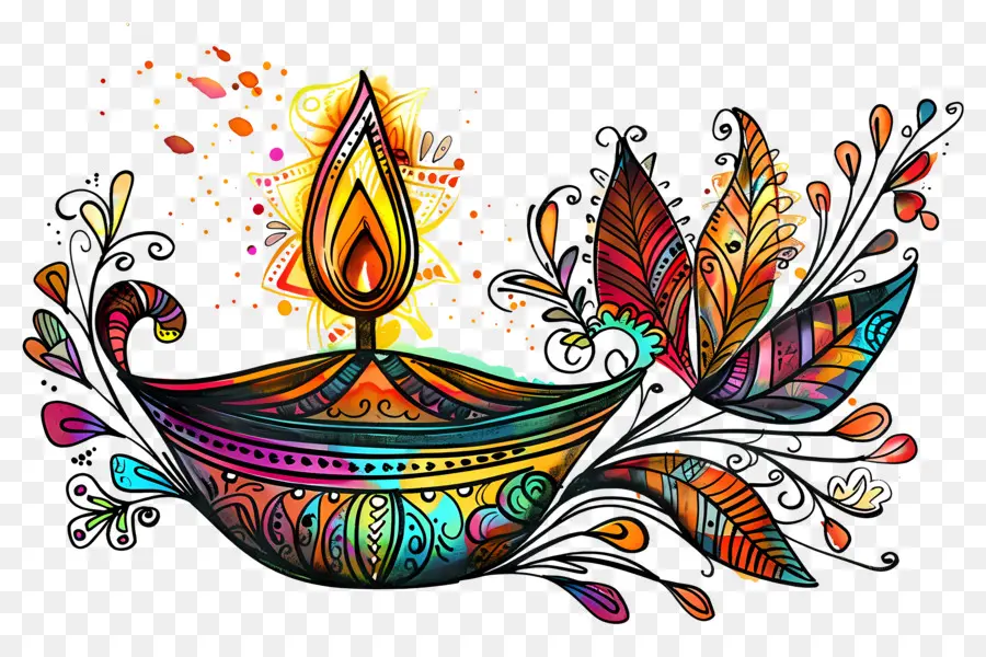 ดอกไม้ Diwali，Diya ศิลปะ PNG