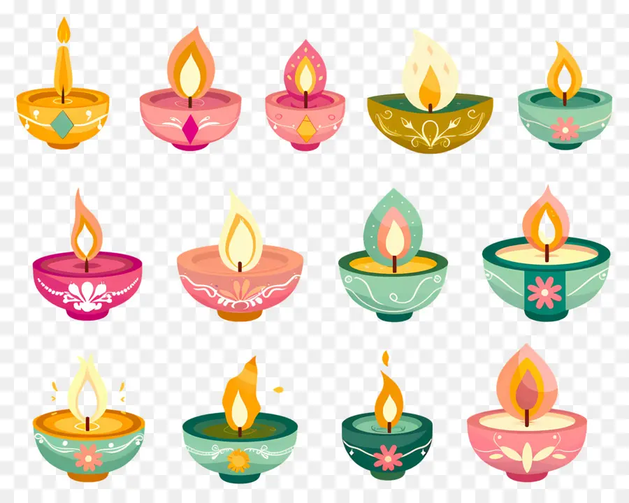 เทียน Diwali，สีพาสเทลที่ได้รับ PNG