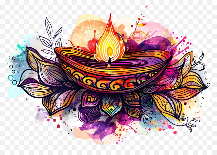 ดอกไม้ Diwali，Diya ศิลปะ PNG