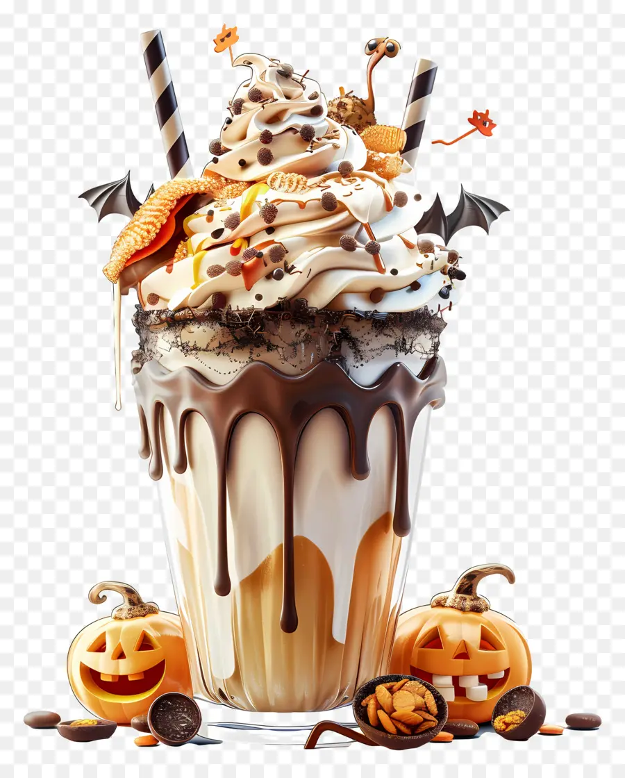 Halloween Milkshake，มิลค์เชคฟักทอง PNG