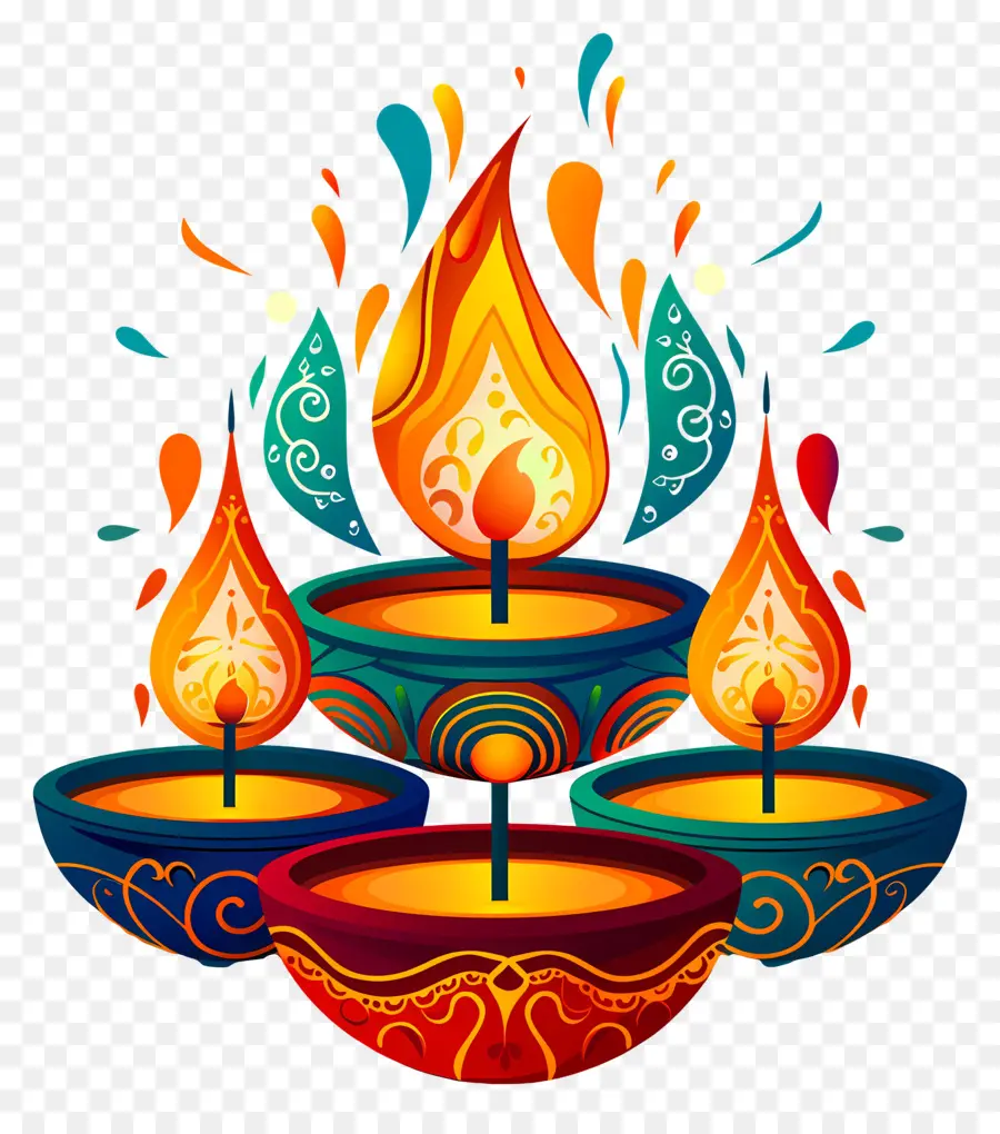 เทียน Diwali，Diyas ที่มีชีวิตชีวา PNG