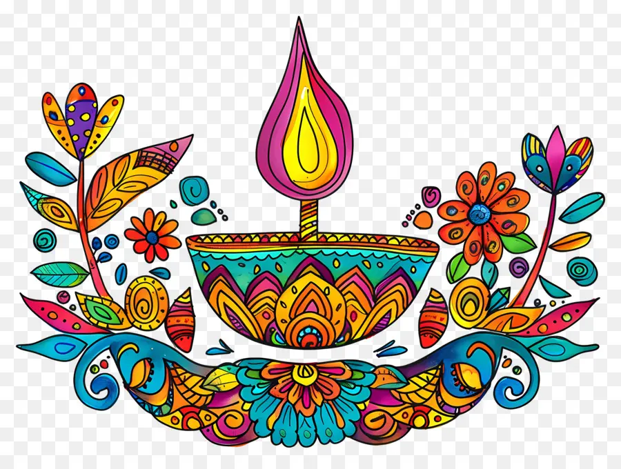 ดอกไม้ Diwali，Diya ตกแต่ง PNG