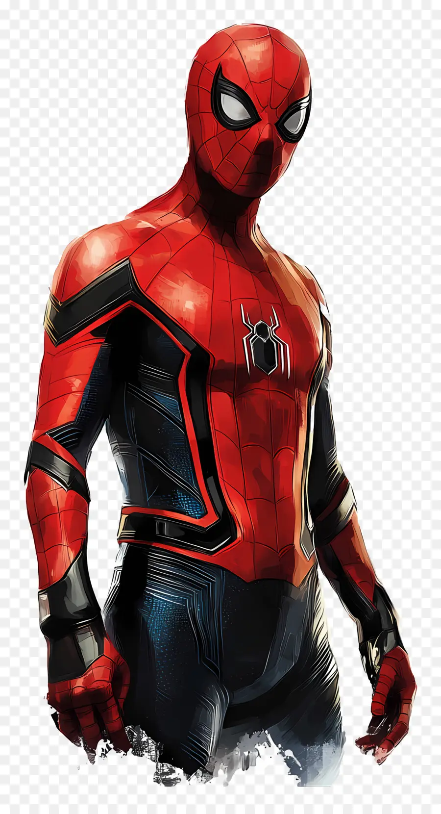 สไปเดอร์แมนยืน，Spider Man ในชุดสูทสีแดงและสีน้ำเงิน PNG