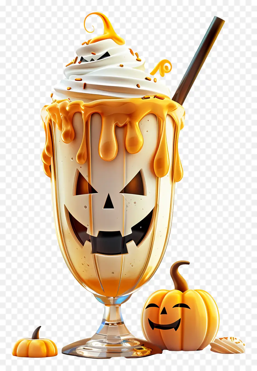 Halloween Milkshake，มิลค์เชคฟักทอง PNG