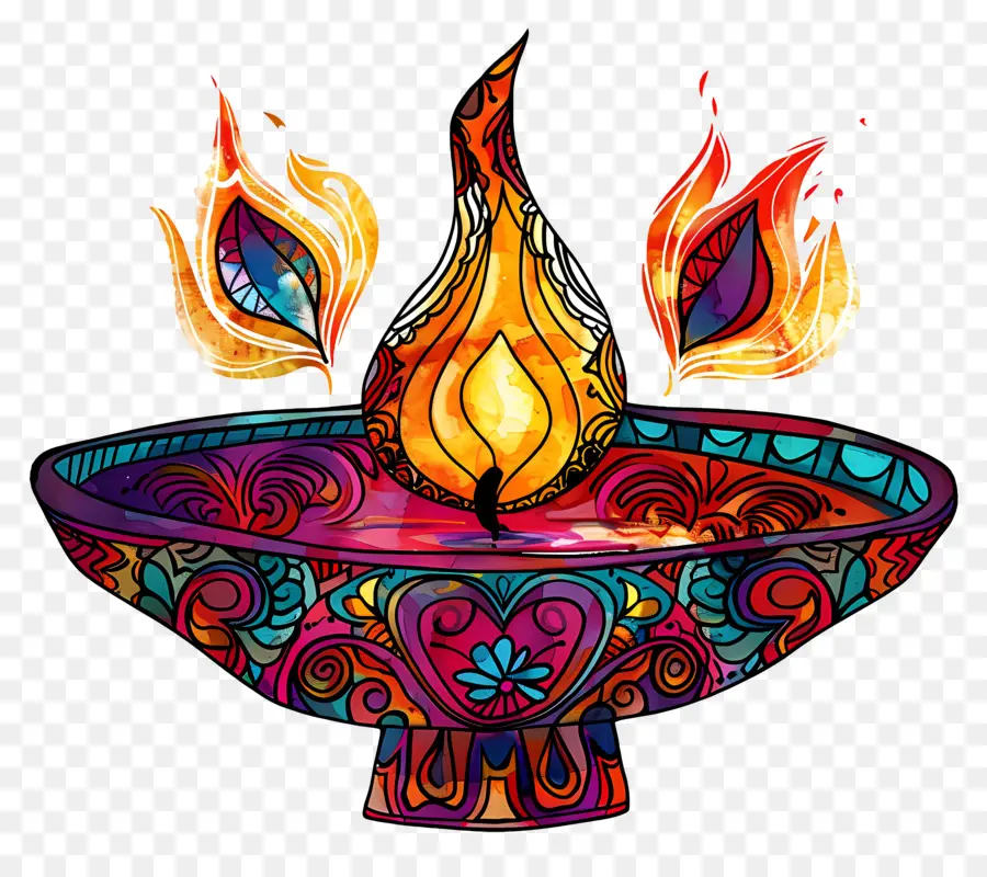 Diwali ให้，Diya สีสันสดใส PNG