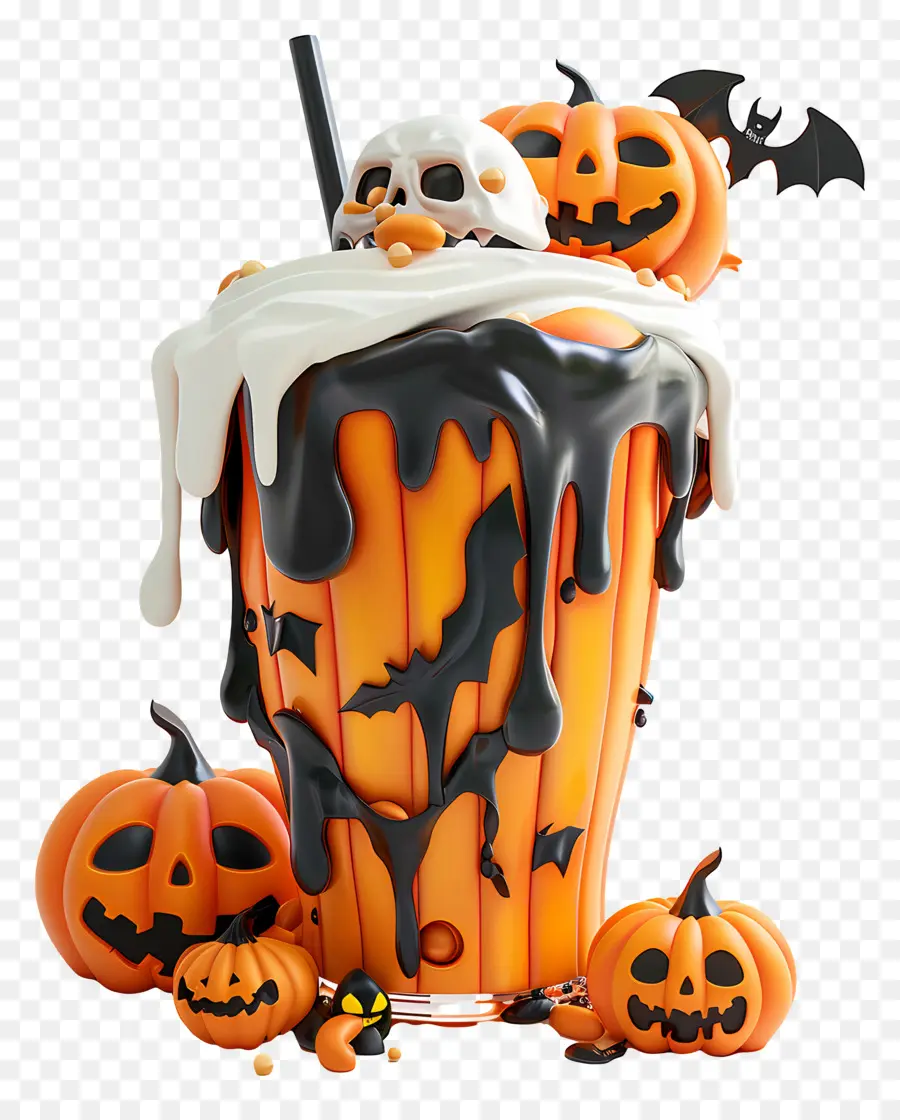 Halloween Milkshake，ฟักทอง PNG