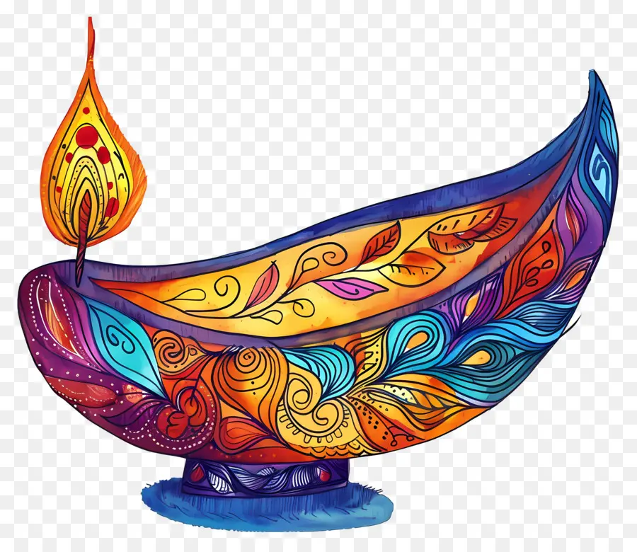 ดอกไม้ Diwali，Diya สีสันสดใส PNG