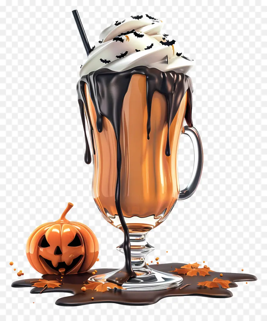 Halloween Milkshake，มิลค์เชคฟักทอง PNG