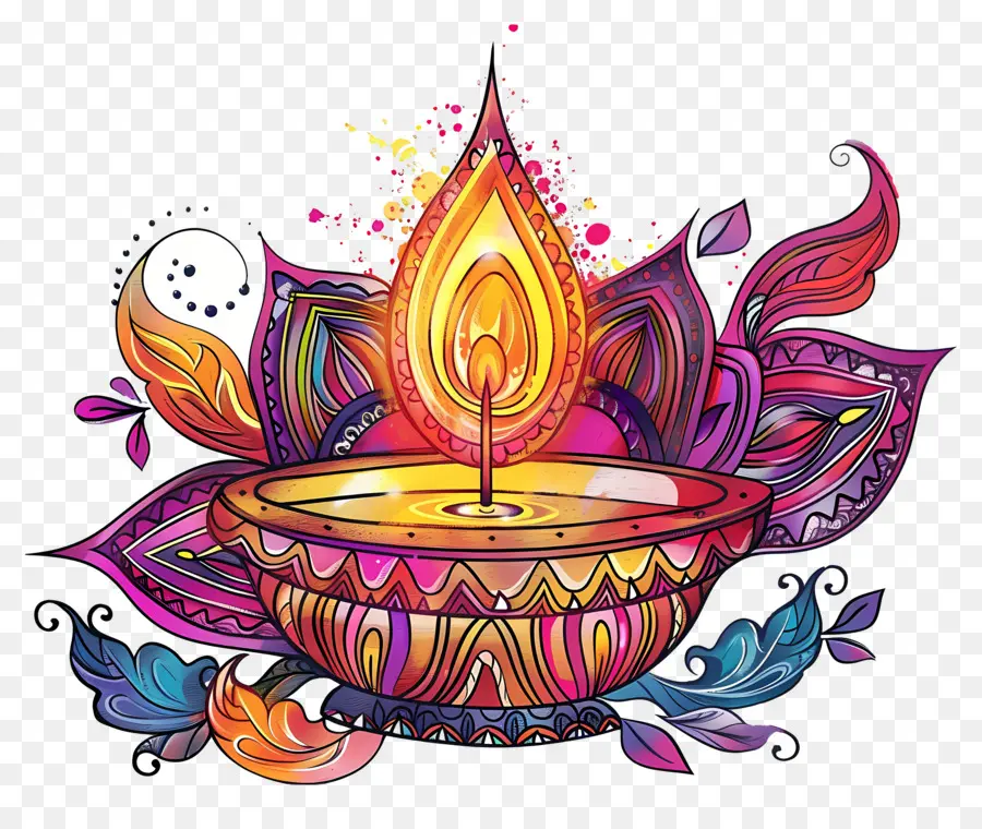 ดอกไม้ Diwali，Diya ศิลปะ PNG