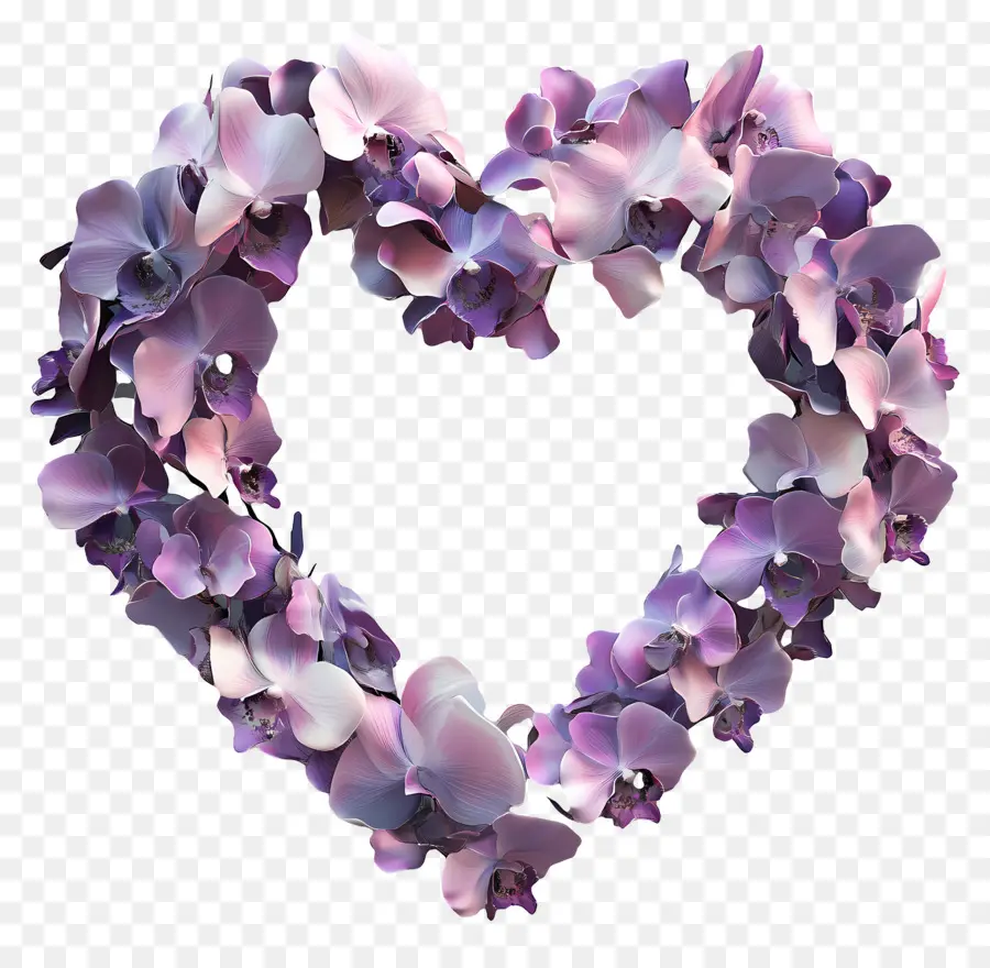 กรอบหัวใจ，Lavender Orchid Heart PNG