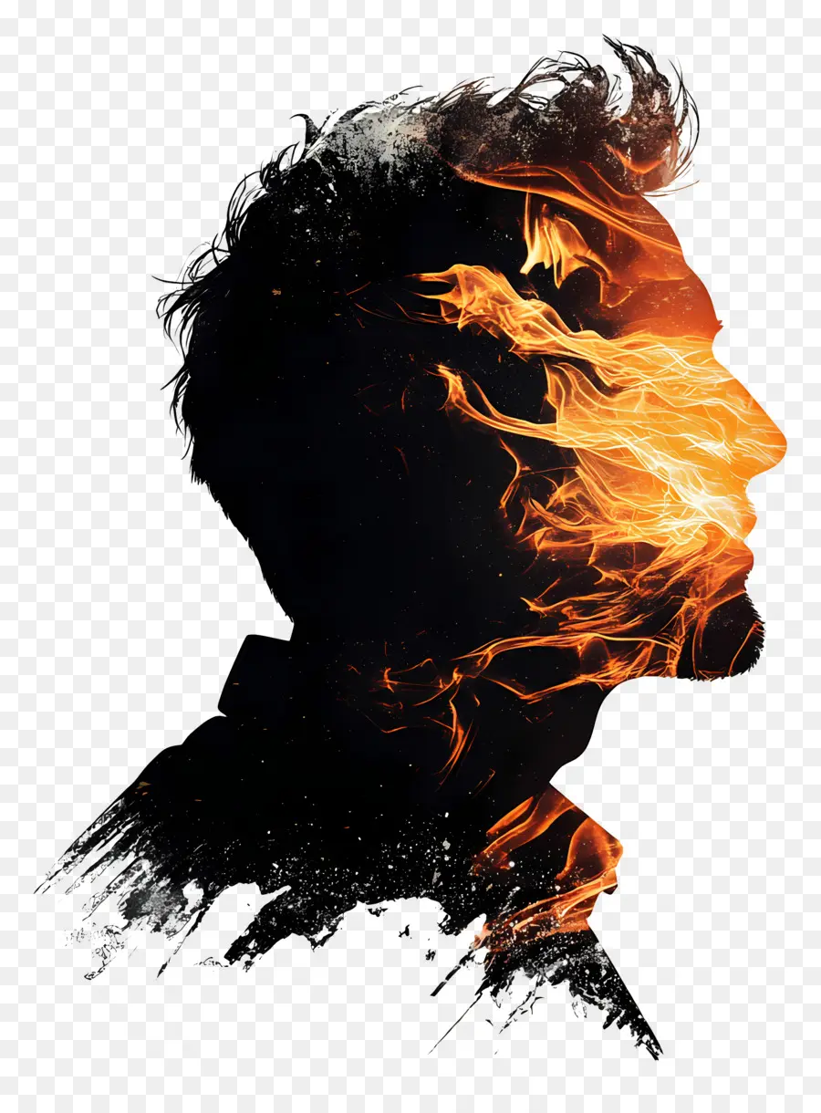 Man Head Silhouette，ภาพเงาด้วยไฟ PNG