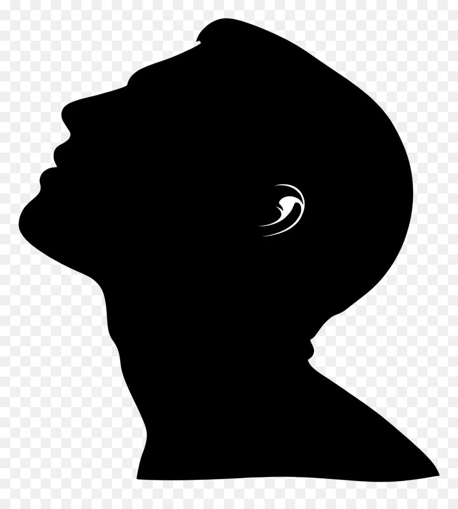 Man Head Silhouette，ภาพเงาของผู้ชายคนหนึ่งเงยหน้าขึ้นมอง PNG