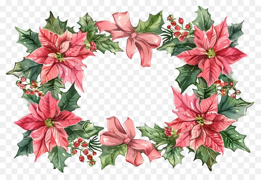 กรอบคริสต์มาส，เฟรม Poinsettia PNG