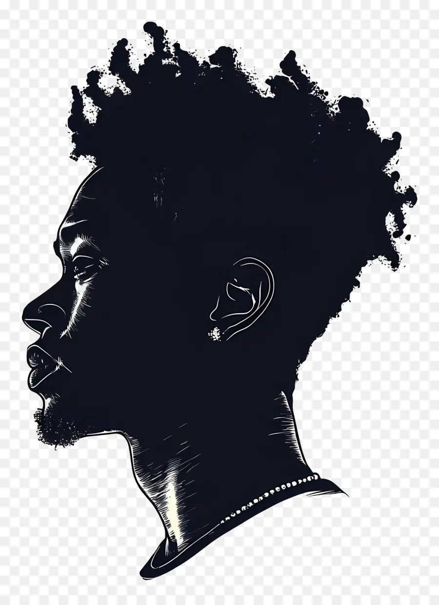 Man Head Silhouette，ภาพเงากับ Afro PNG