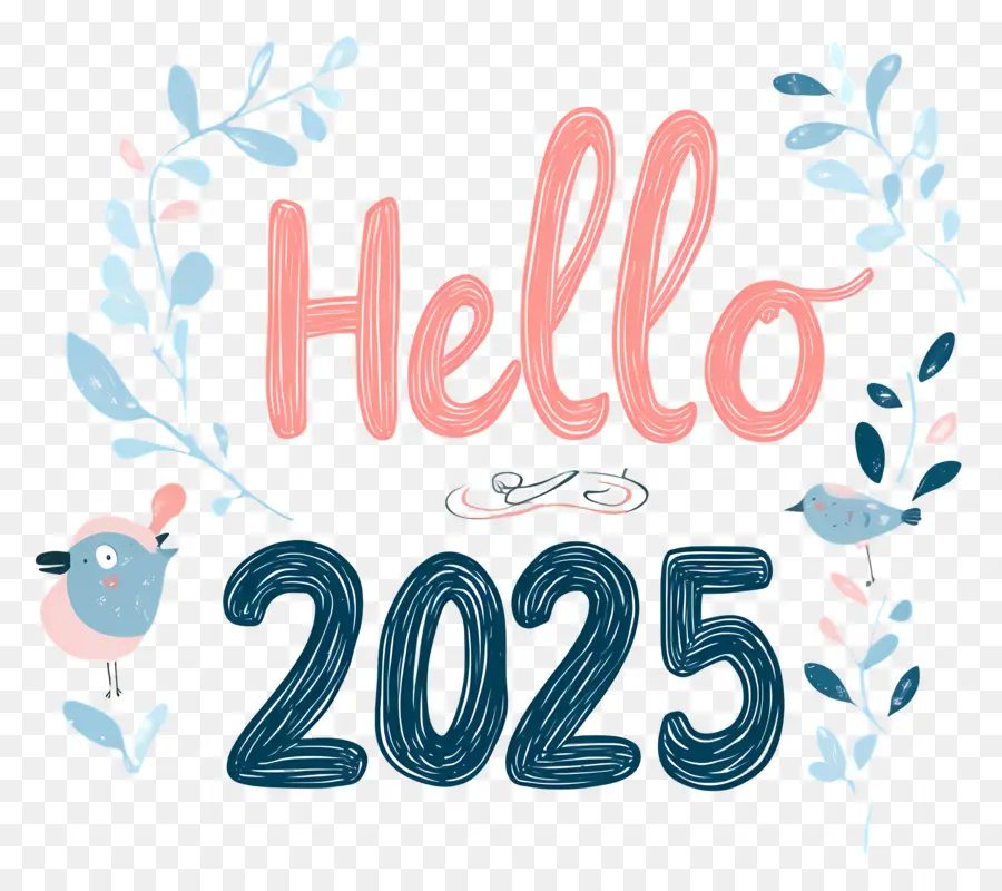 สวัสดี 2025，สวัสดี 2025 ด้วยดอกไม้ PNG