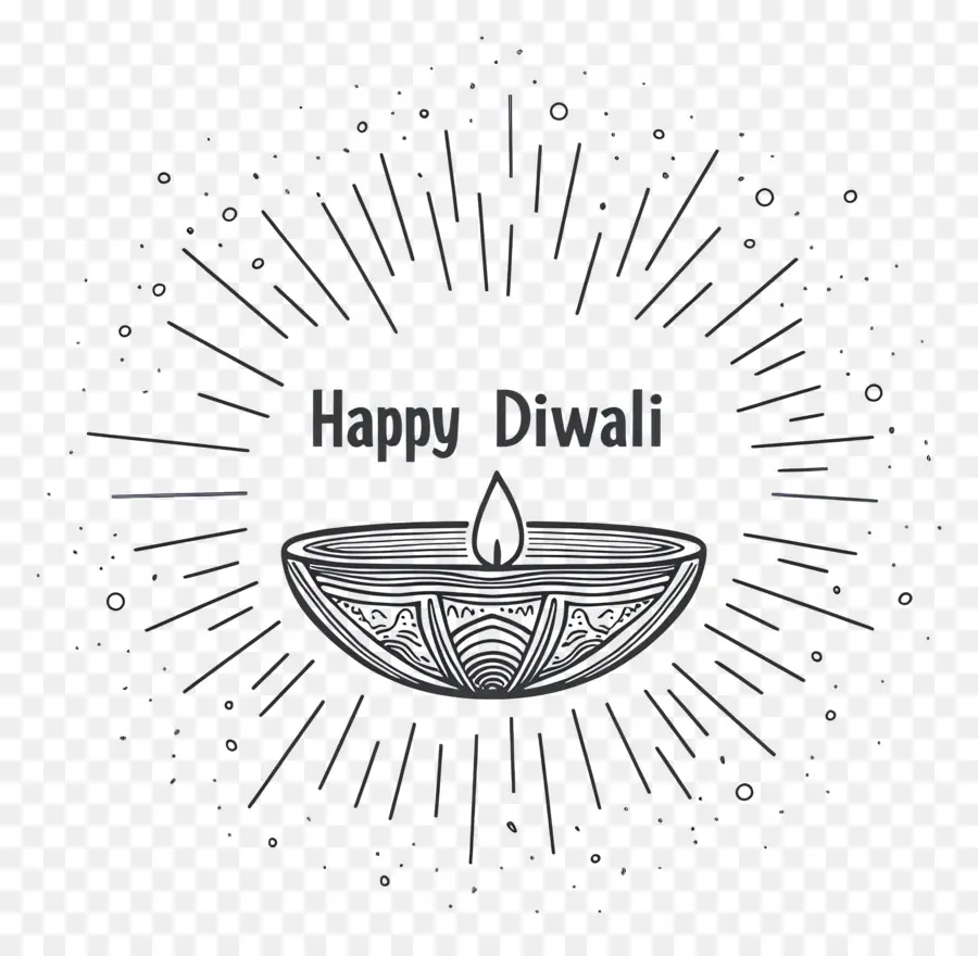 Happy Diwali，ภาพร่างโคมไฟ Diwali PNG