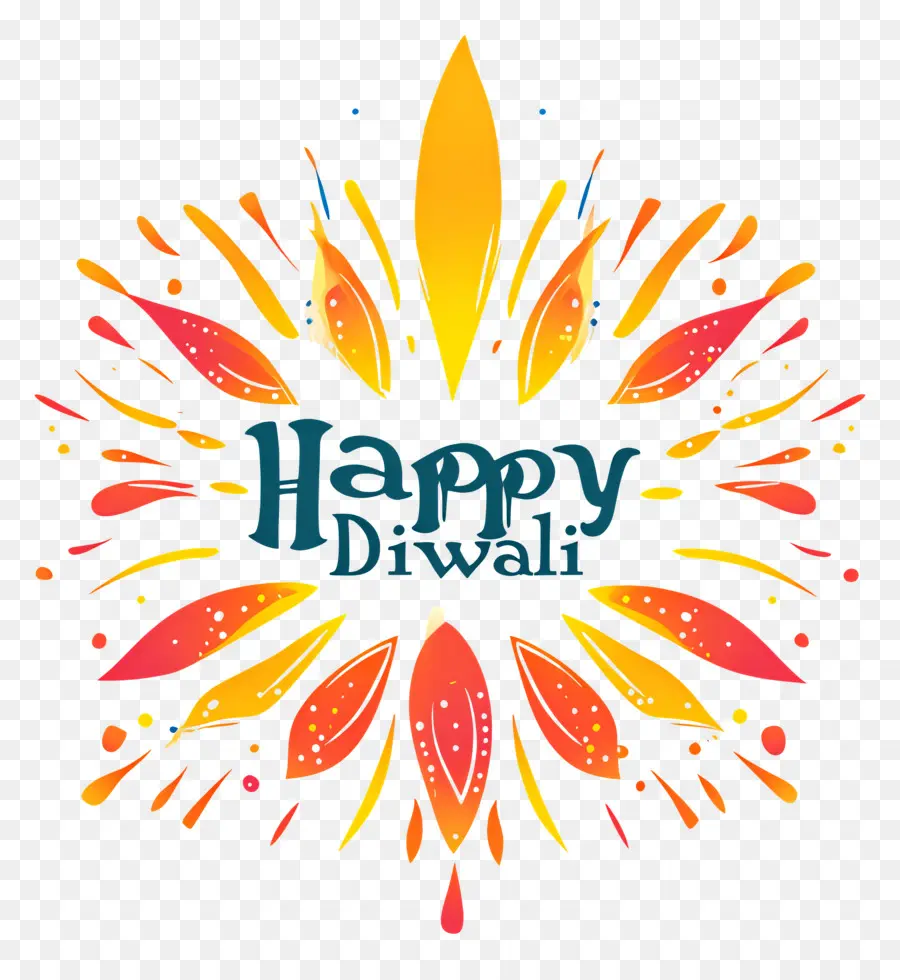 Happy Diwali，ข้อความ Diwali มีความสุขพร้อมการออกแบบพลุ PNG