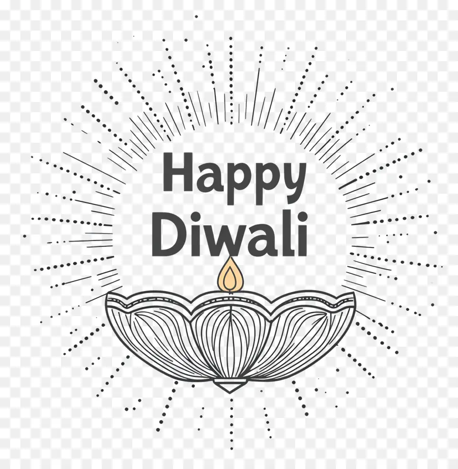 Happy Diwali，ภาพร่างโคมไฟ Diwali PNG