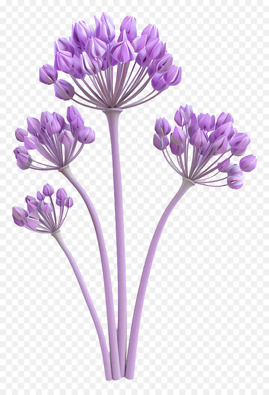 ดอกไม้ Allium 3d，ดอกไม้สีม่วง PNG