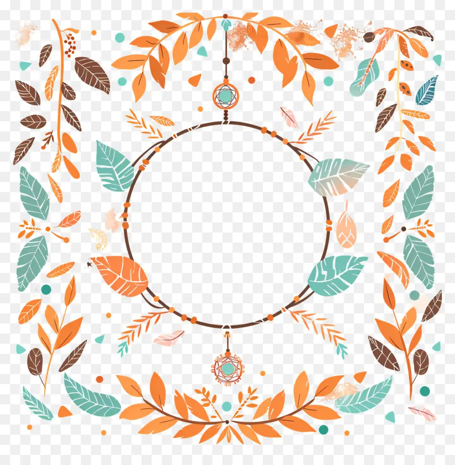 เฟรม Boho，กรอบดอกไม้ PNG