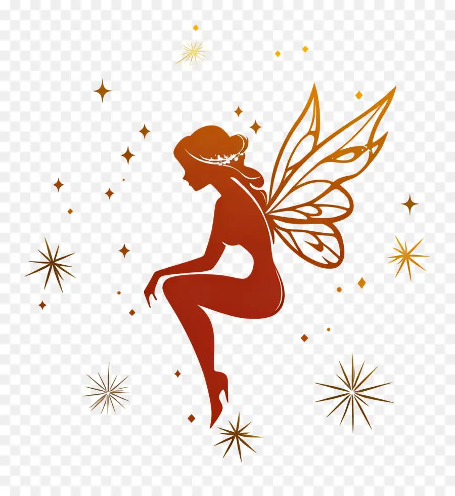 นางฟ้าคริสต์มาส，Silhouette Fairy With Wings PNG