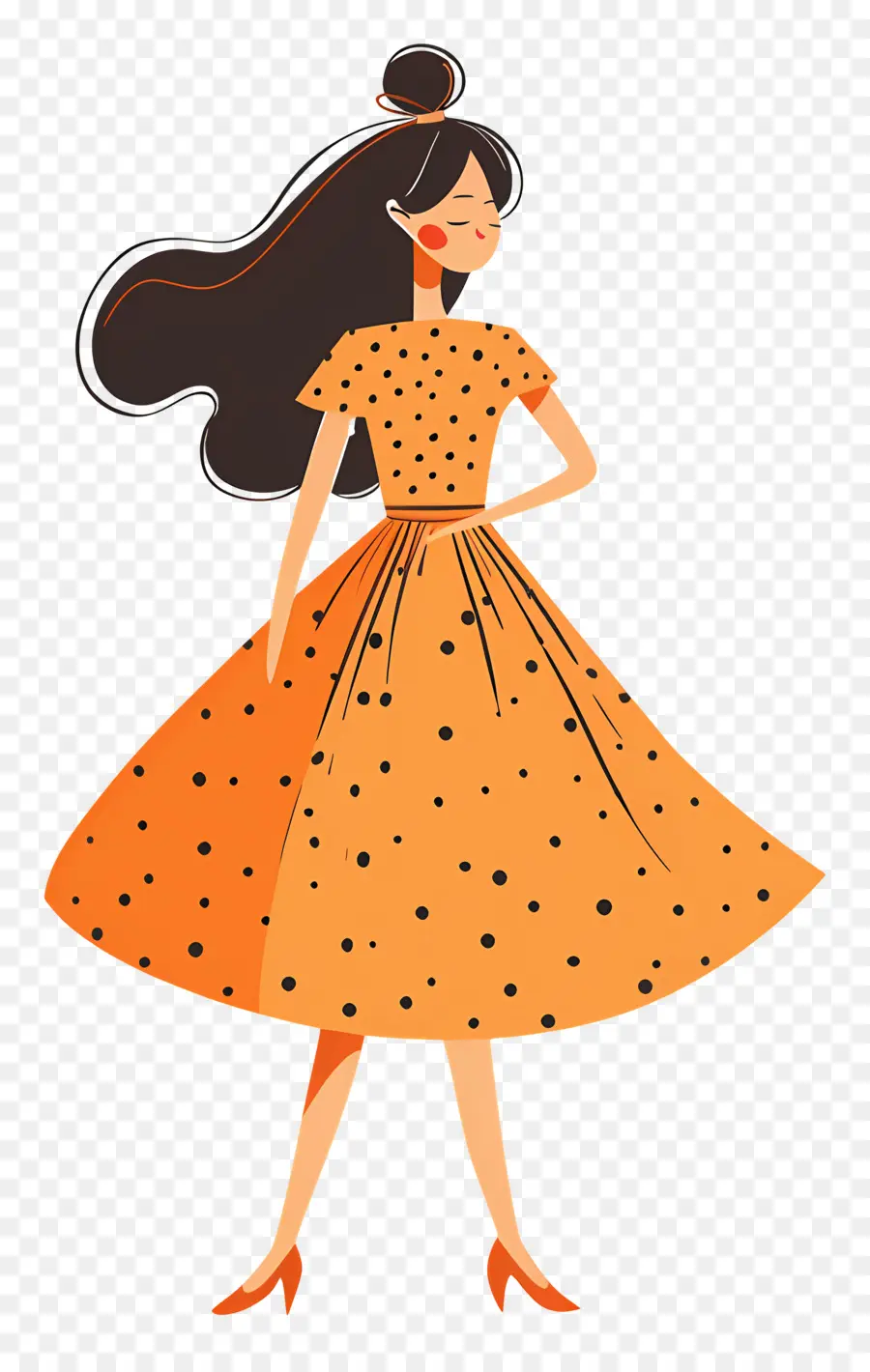 หญิงสาวสวย，ผู้หญิงในชุด Polka Dot PNG