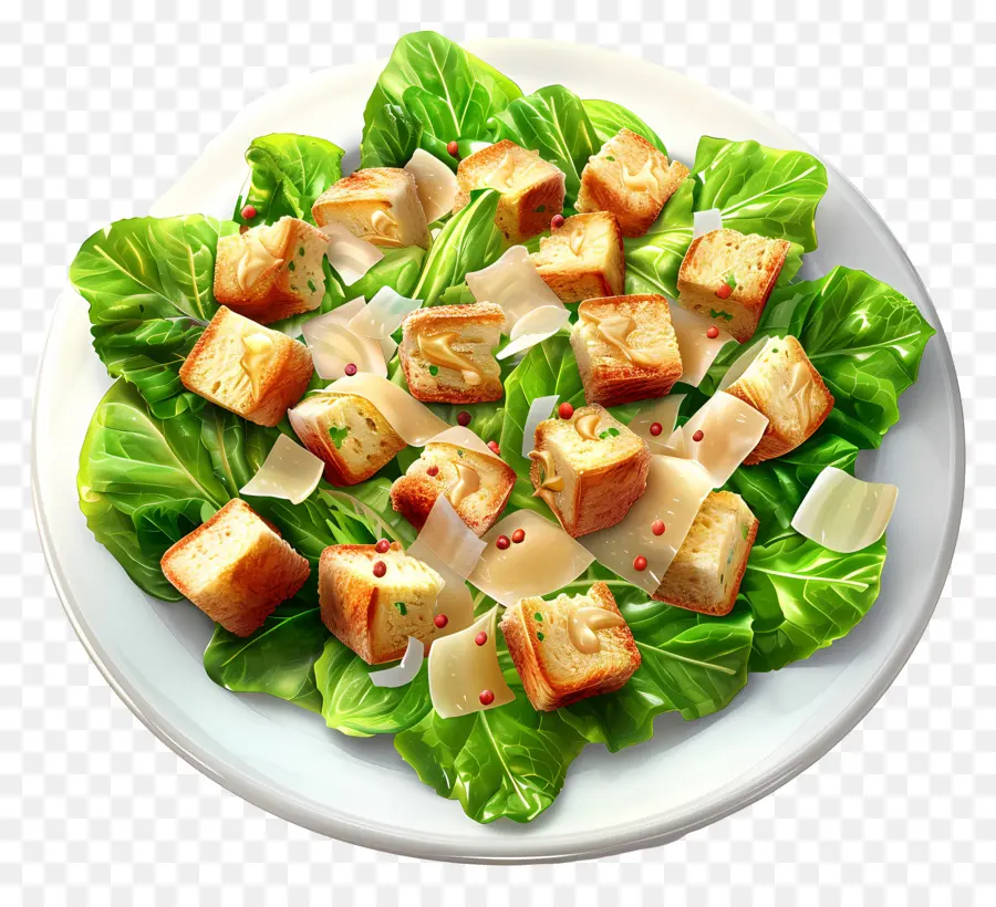 ซีซาร์สลัด，สลัดกับ Croutons PNG