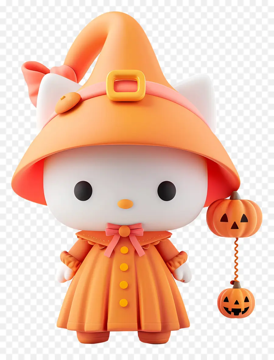 Hello Kitty Halloween，แมวน่ารักในชุดแม่มด PNG