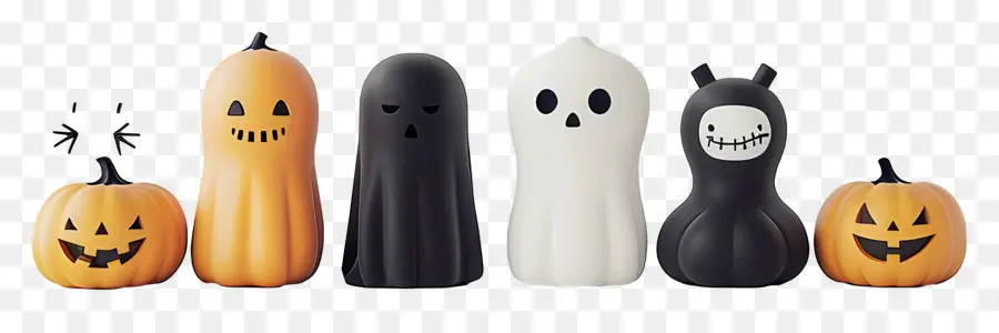 ชายแดนฮาโลวีน，Halloween Ghosts And Pumpkins PNG