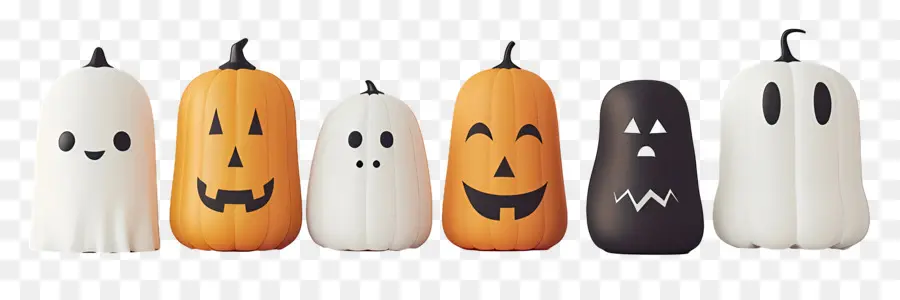 ชายแดนฮาโลวีน，Halloween Ghosts And Pumpkins PNG