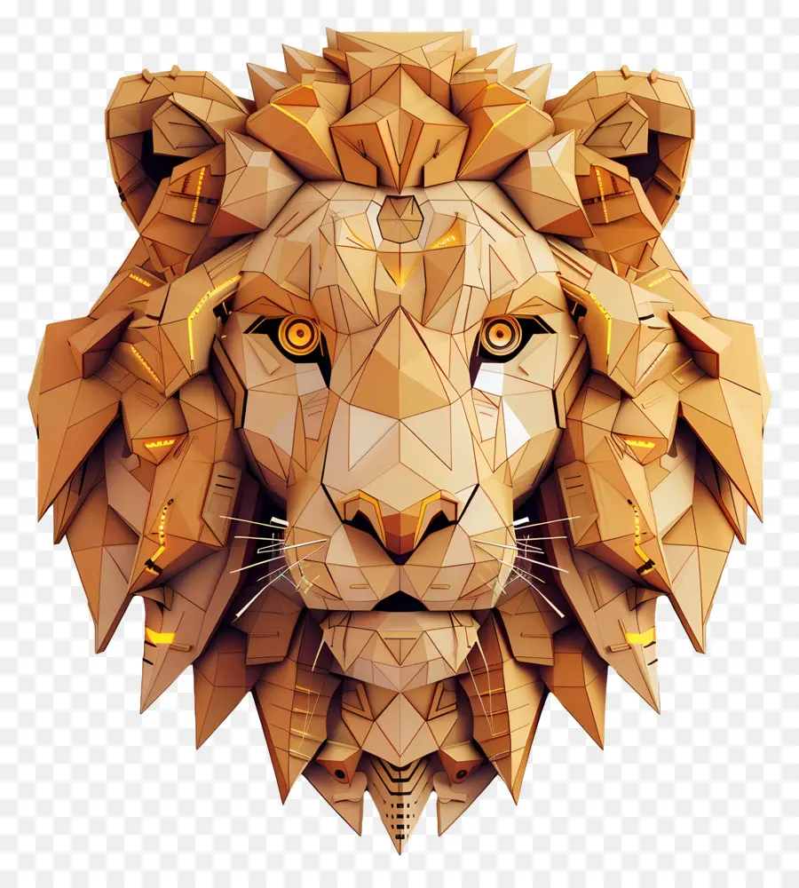 ใบหน้าสิงโต，Origami Lion PNG