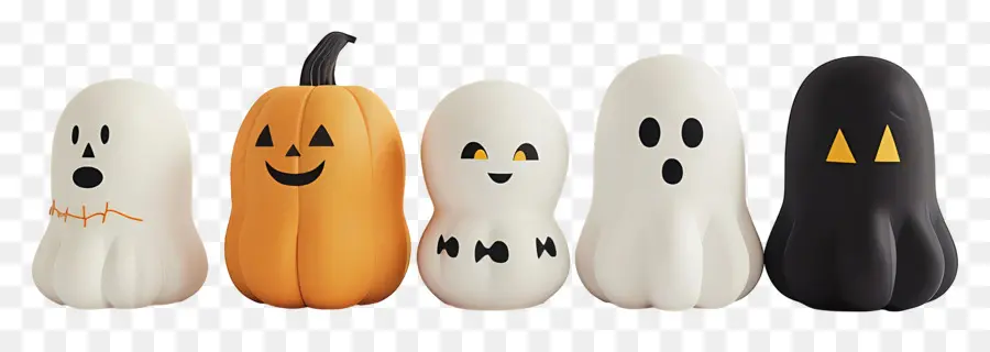 ชายแดนฮาโลวีน，Halloween Ghosts And Pumpkins PNG