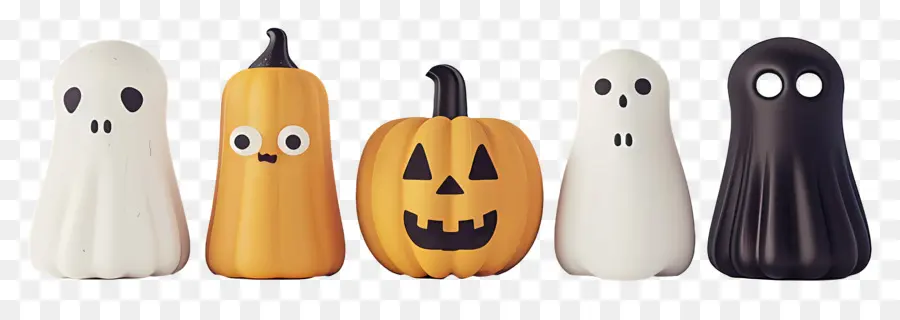 ชายแดนฮาโลวีน，Halloween Ghosts And Pumpkins PNG