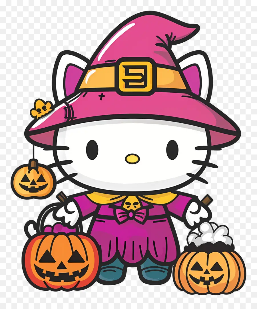 Hello Kitty Halloween，แม่มดแมว PNG