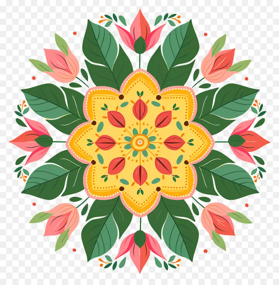 Pookalam，การออกแบบดอกไม้ Mandala PNG