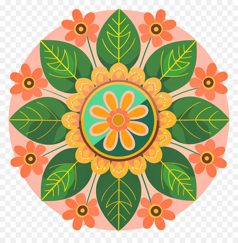 Pookalam，ดอกไม้สีสันสดใส PNG