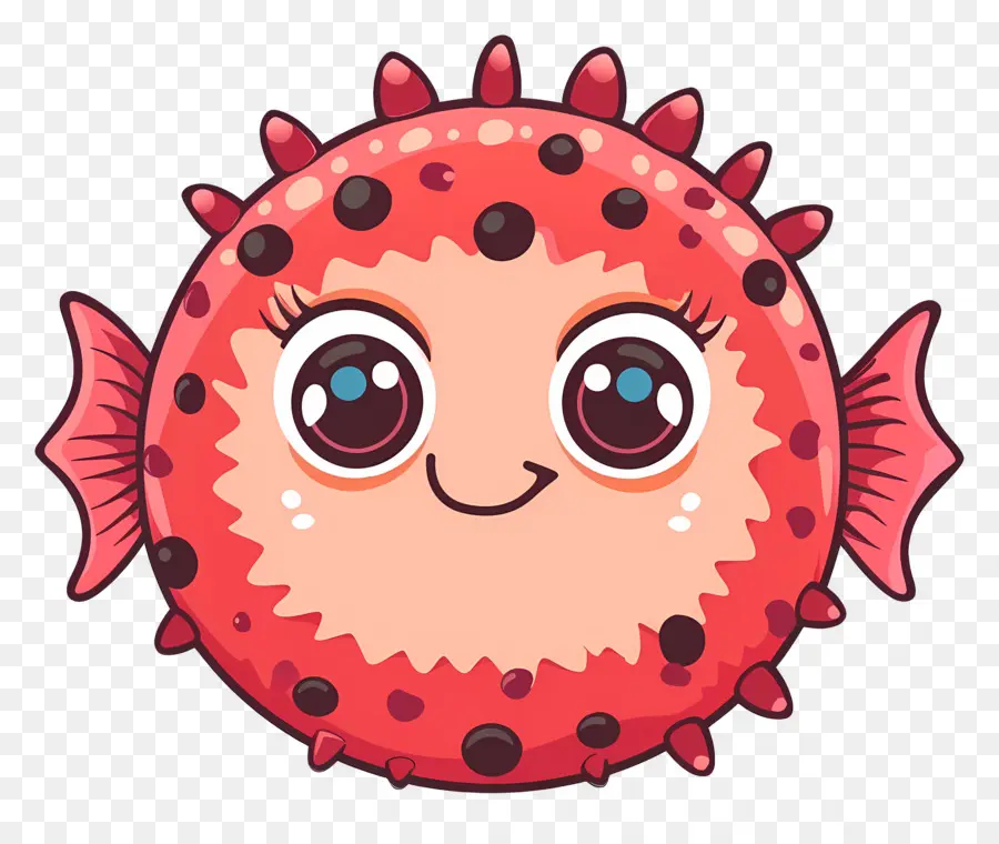 Pufferfish น่ารัก，ปลาพัฟเฟอร์สีแดง PNG