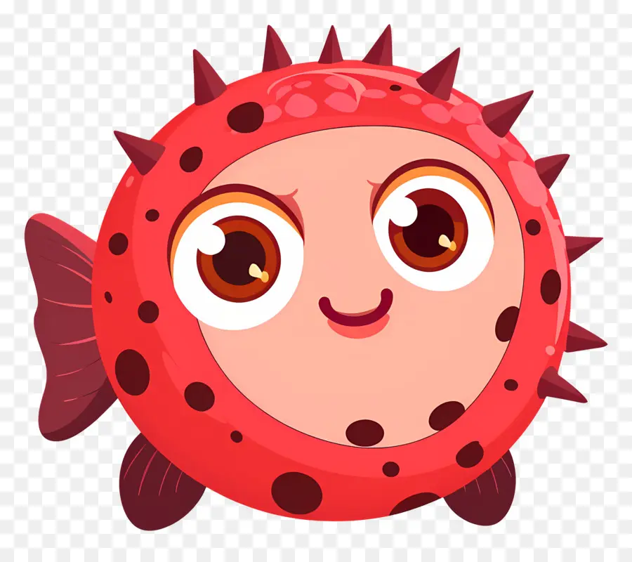 Pufferfish น่ารัก，ปลาพัฟเฟอร์สีแดง PNG