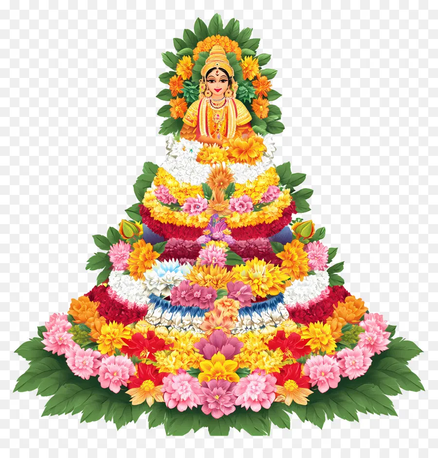 Batukamma，การตกแต่งเทพธิดาดอกไม้ PNG