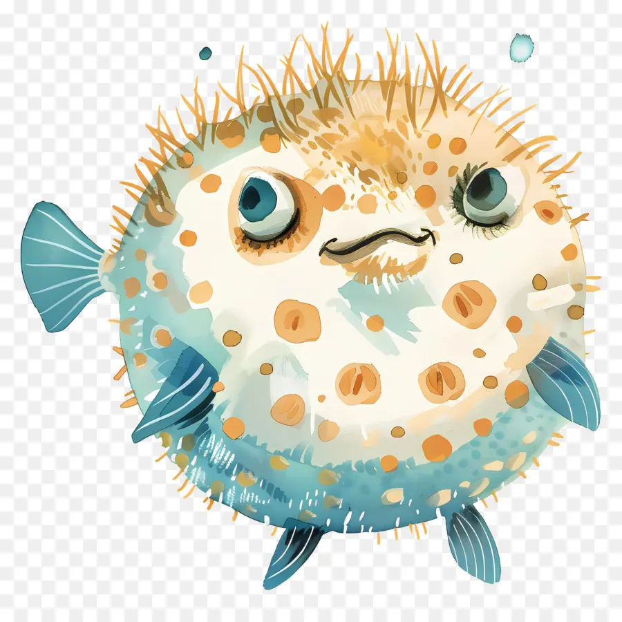 Pufferfish น่ารัก，ปลาแหลมคมสีน้ำตาล PNG